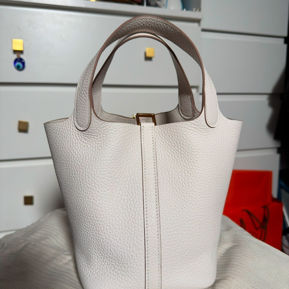 Hermes Picotin 18 Gris Pale GHW